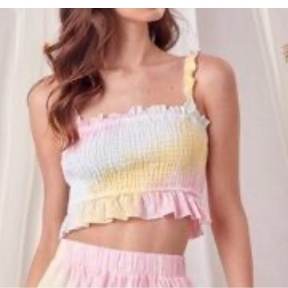 Storia Multicolor Smocked Crop Top